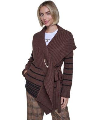Women's Shawl-Collar Striped Cardigan