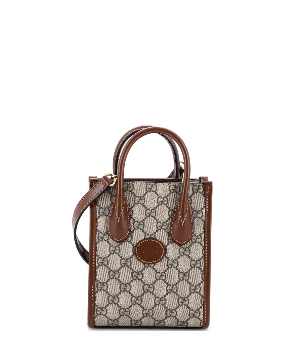 Pre-Owned Gucci Mini Interlocking G Patch Tote Gg Coated Canvas