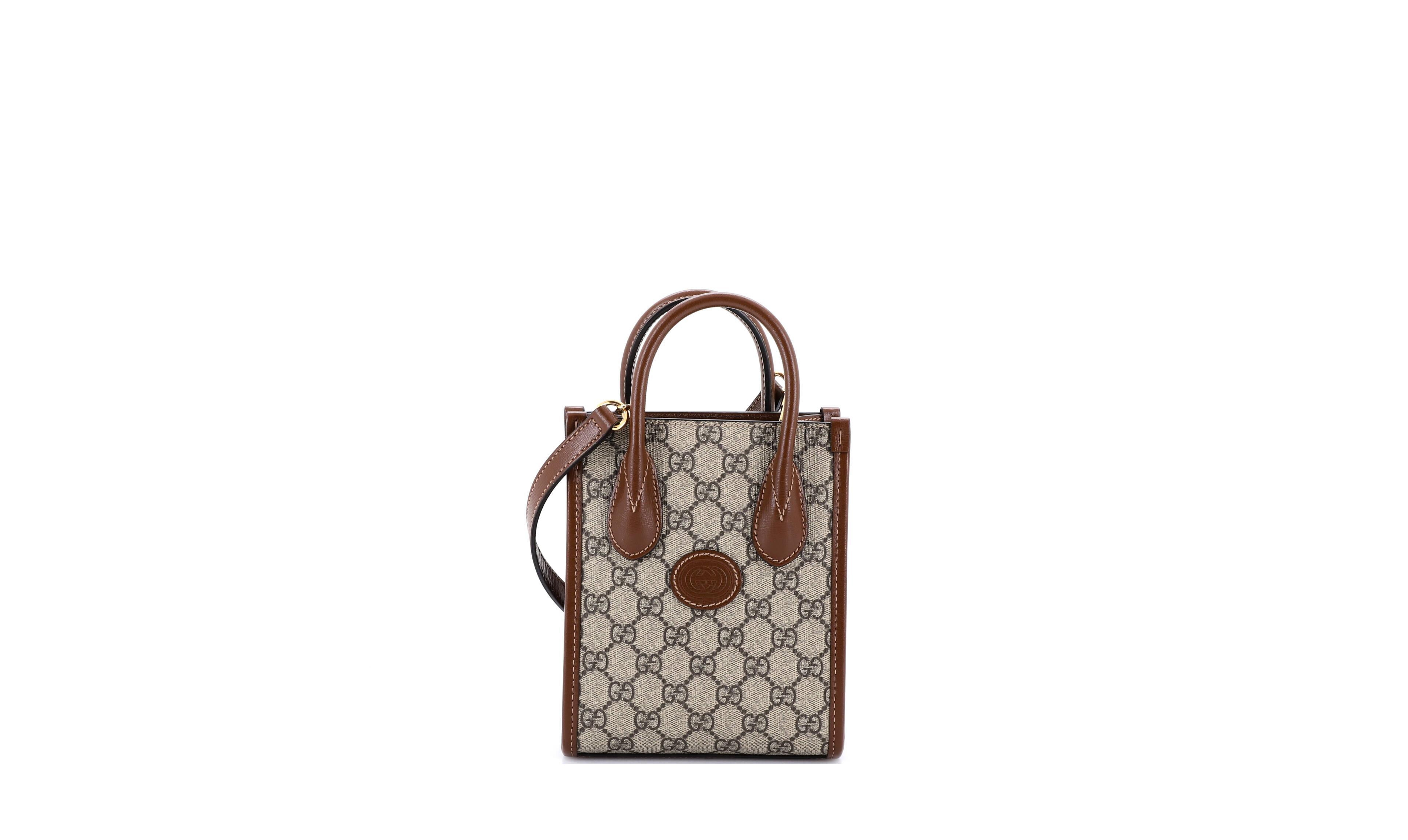 Pre-Owned Gucci Mini Interlocking G Patch Tote Gg Coated Canvas