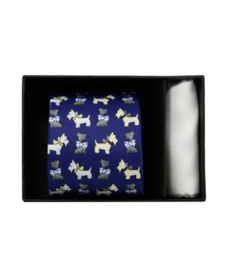 Men's Dog Print Classic Tie and Pocket Square, 2-Piece Set