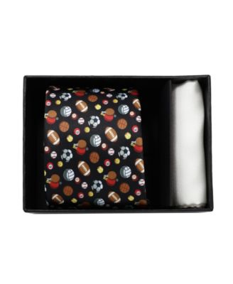 Men's Sports Theme Tie and Pocket Square, 2-Piece Set