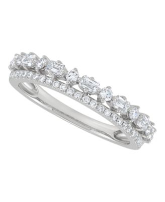 Diamond Round and Emerald Band Ring (5/8 ct. t.w.) in 14k White Gold