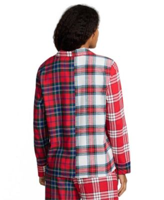 Women's Flannel Patchwork Long-Sleeve Pajama Top