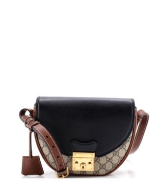 Small Padlock Saddle Shoulder Bag GG Coated Canvas and Leather