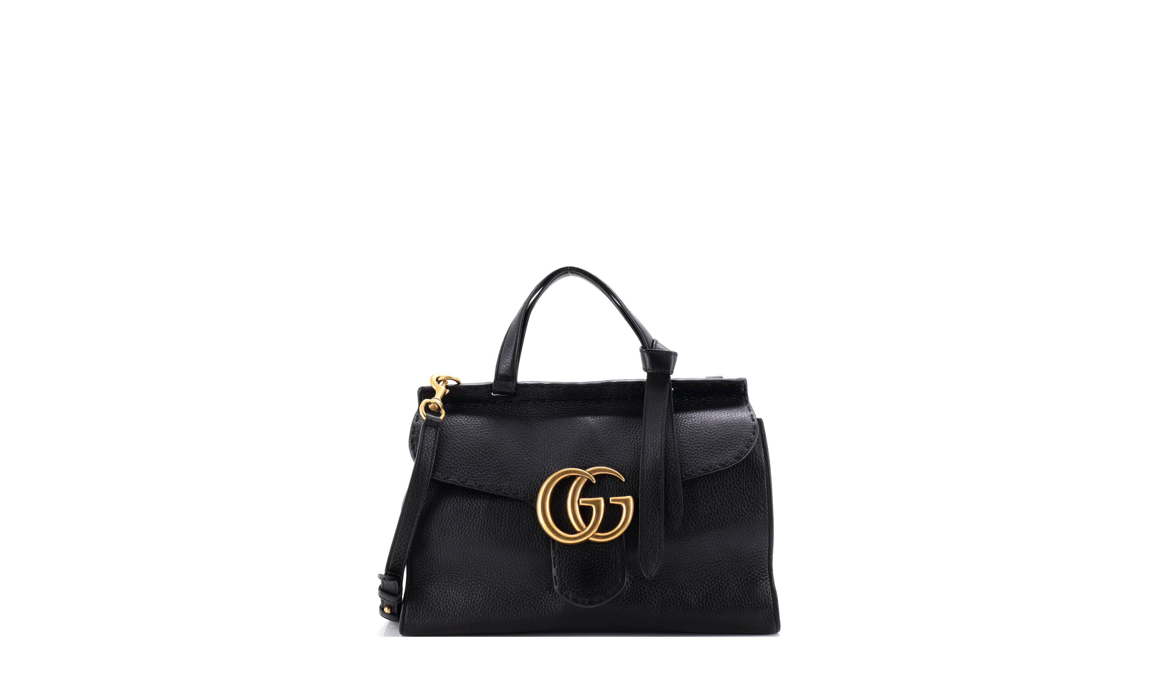 Pre-Owned Gucci Small Gg Marmont Top Handle Bag Leather