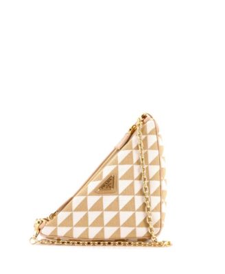 Mini Double Symbole Triangle Bag Leather and Jacquard