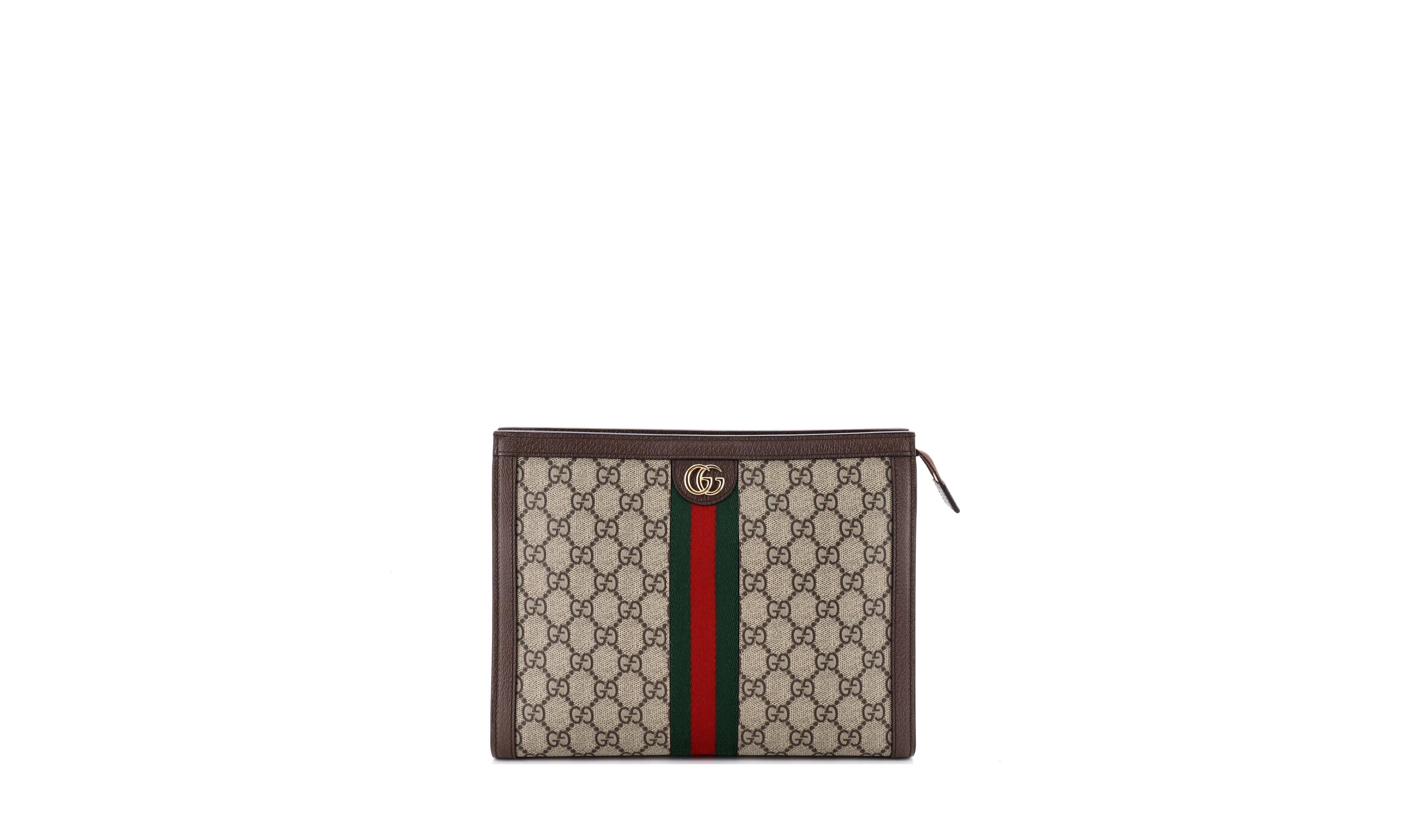 Pre-Owned Gucci Medium Ophidia Pouch Gg Coated Canvas