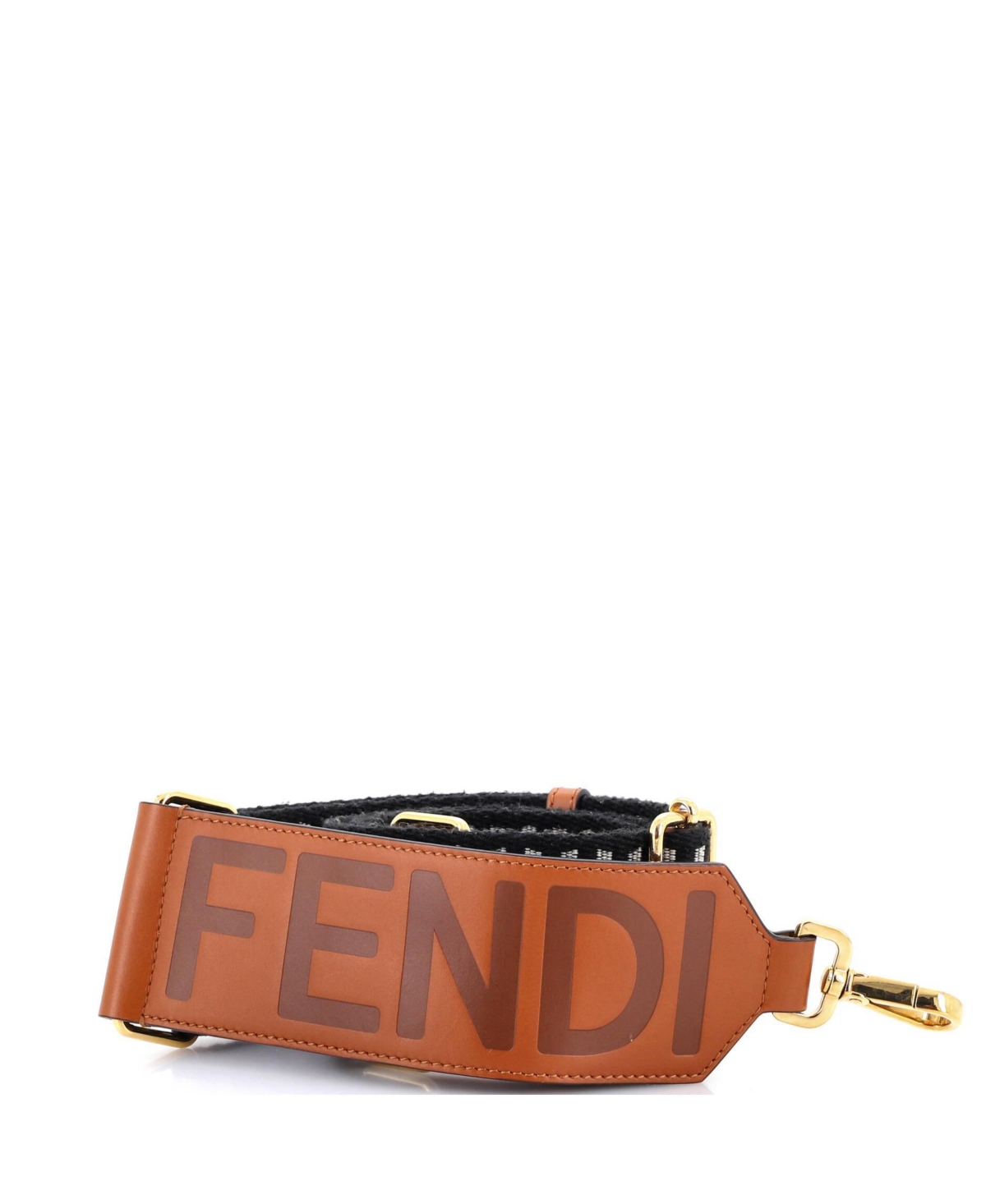 Pre-Owned Fendi Strap You Logo Check Canvas and Leather Shoulder Strap