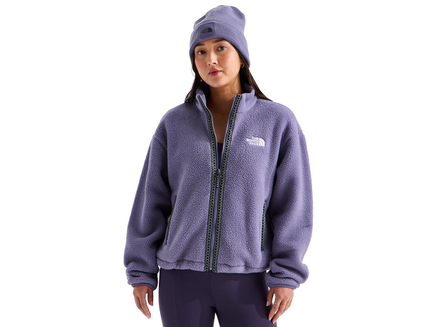Женская флисовая куртка The North Face TNF Fleeski на молнии, цвет: Сливовый — фото 1