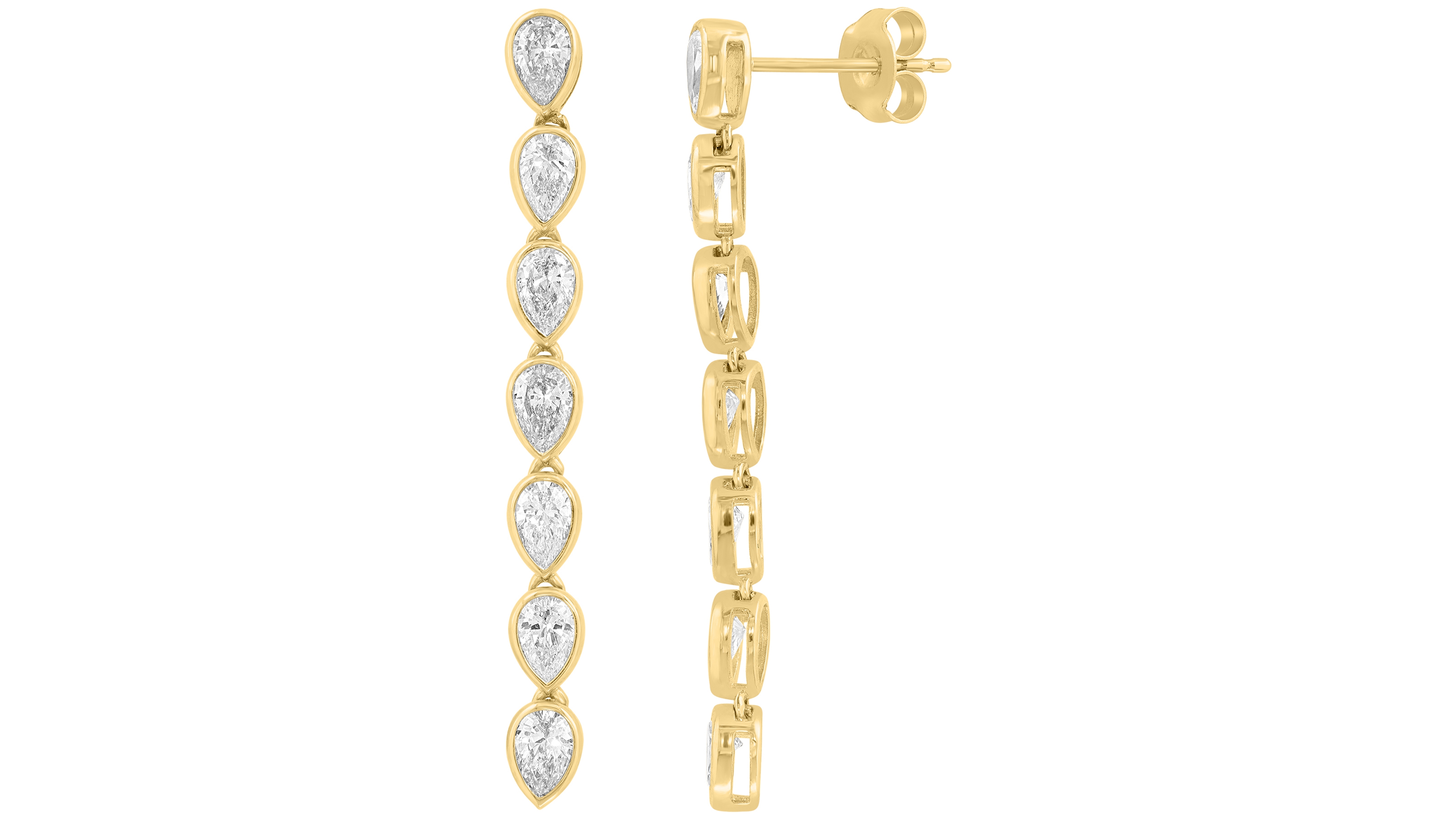 Effy Collection Lab-Grown Diamond Pear Earrings (2-1/20 ct. t.w.) in 14k Yellow Gold