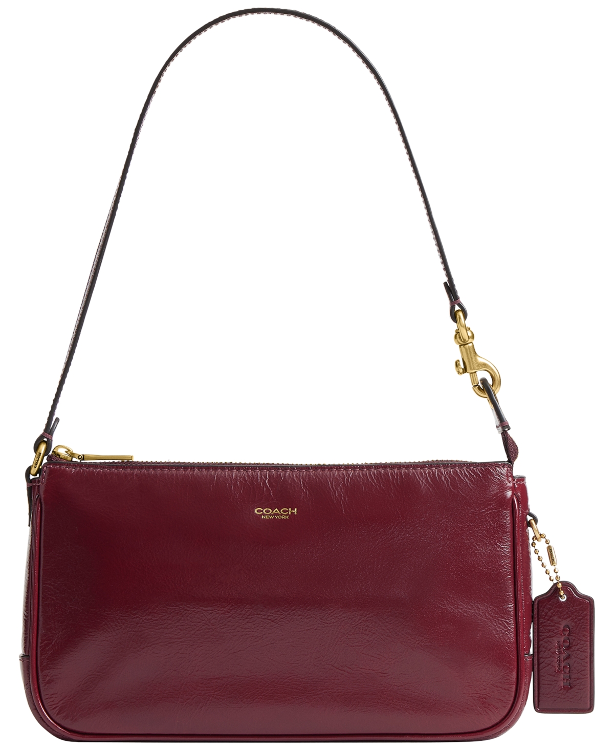 Coach Plaza Small Glazed Leather Shoulder Handbag