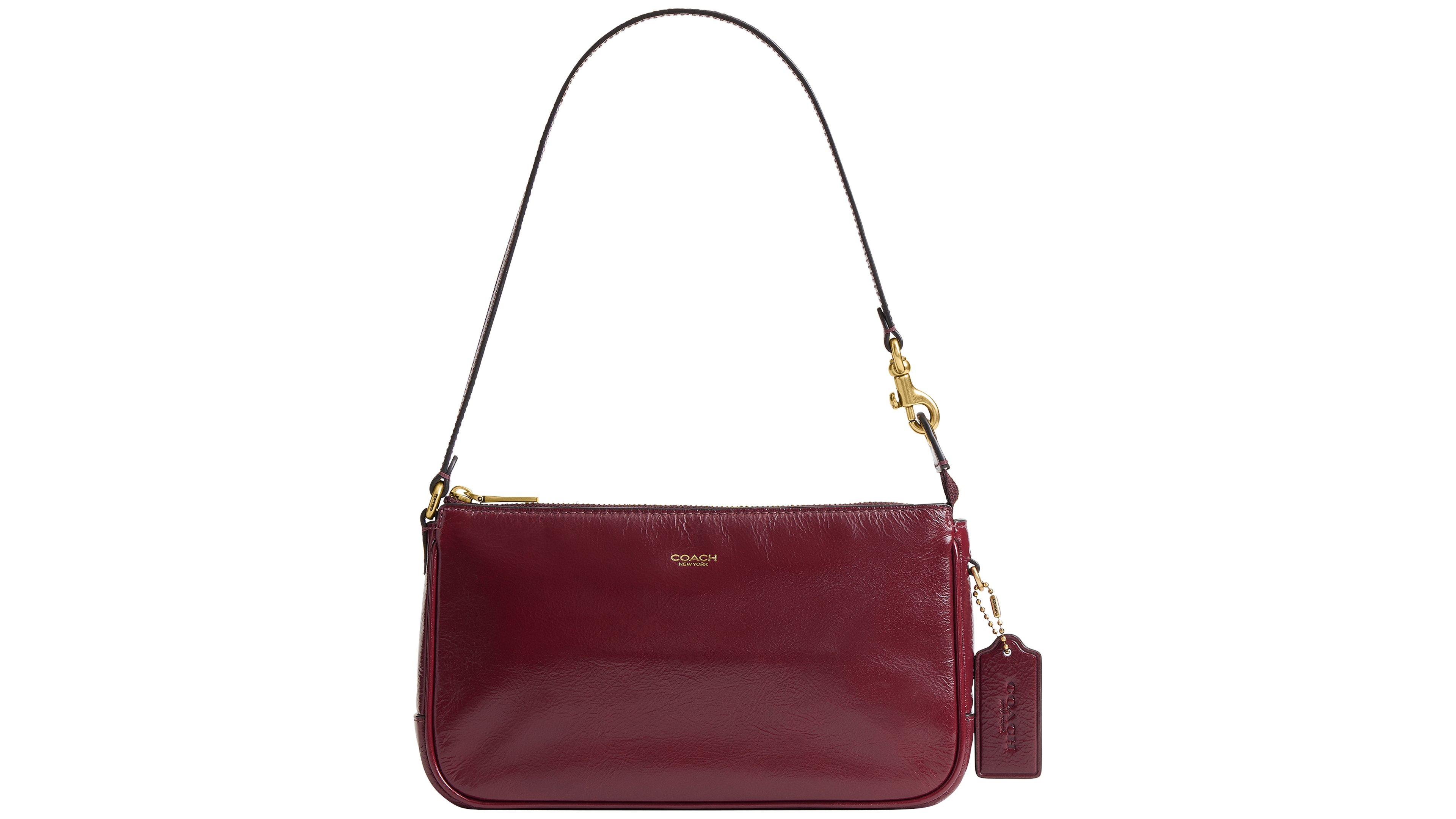 Coach Plaza Small Glazed Leather Shoulder Handbag