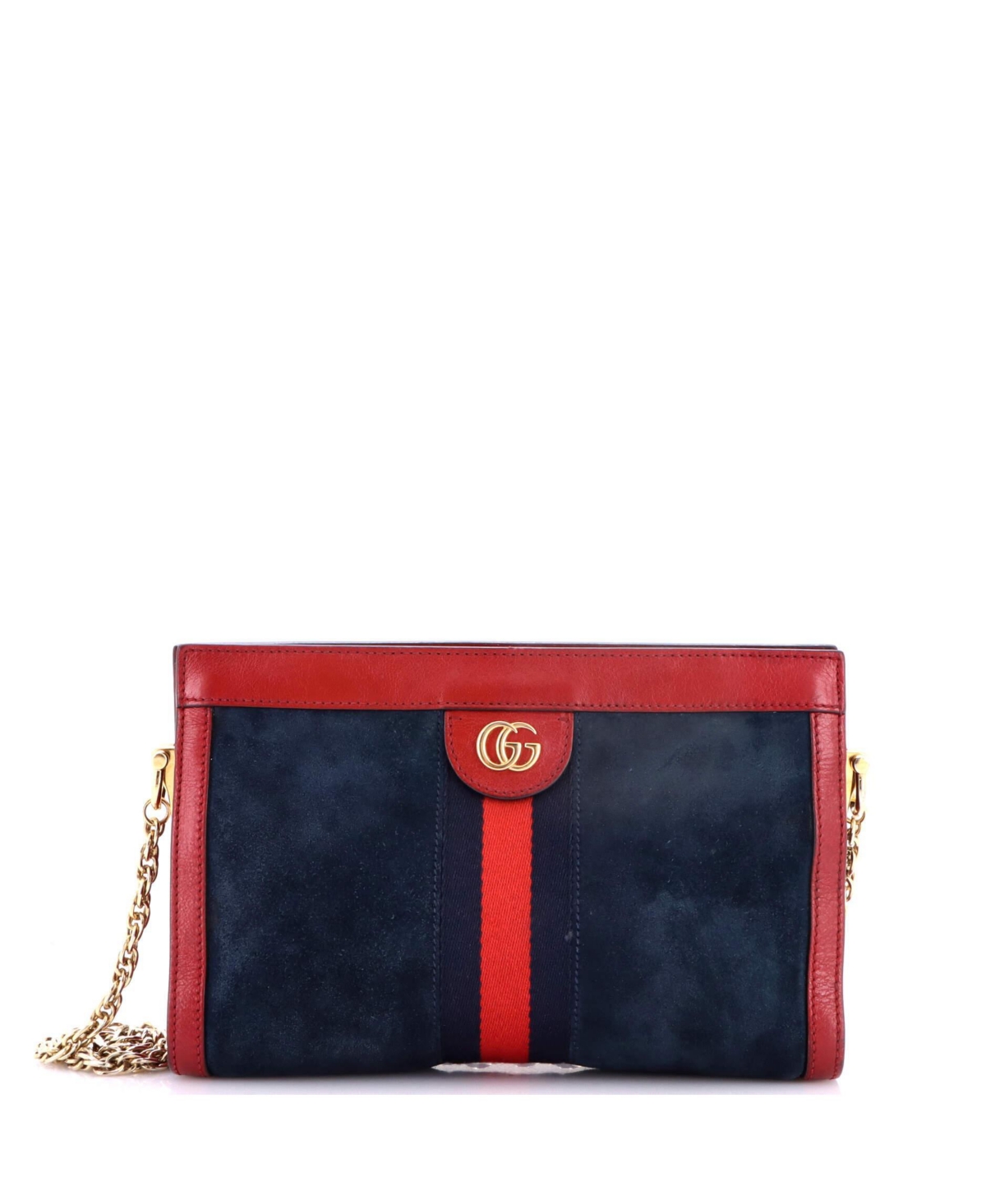 Pre-Owned Gucci Small Ophidia Chain Shoulder Bag Suede - Blue