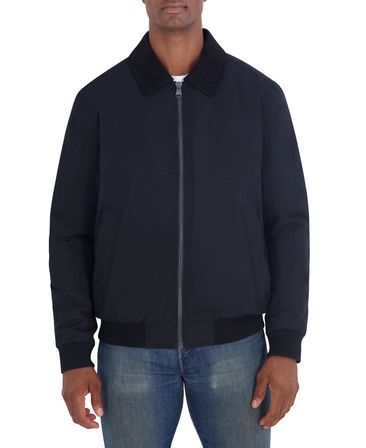 Nautica Men's Bomber with Faux Suede Shirt Collar Regular-Fit Jacket - Black