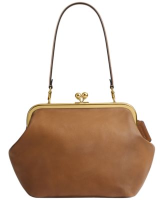 Loved Kiss-Lock Leather Small Shoulder Handbag