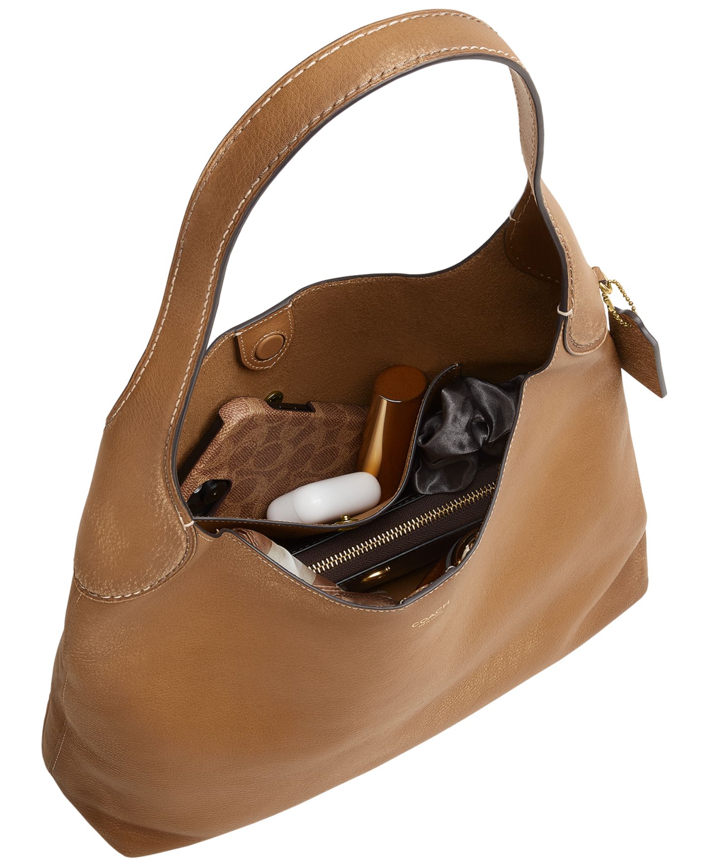 Женская сумка Coach Brooklyn 34 минималистичная, кожаная, на плечо, средняя, цвет: Латунный / Медовый коричневый — фото 4