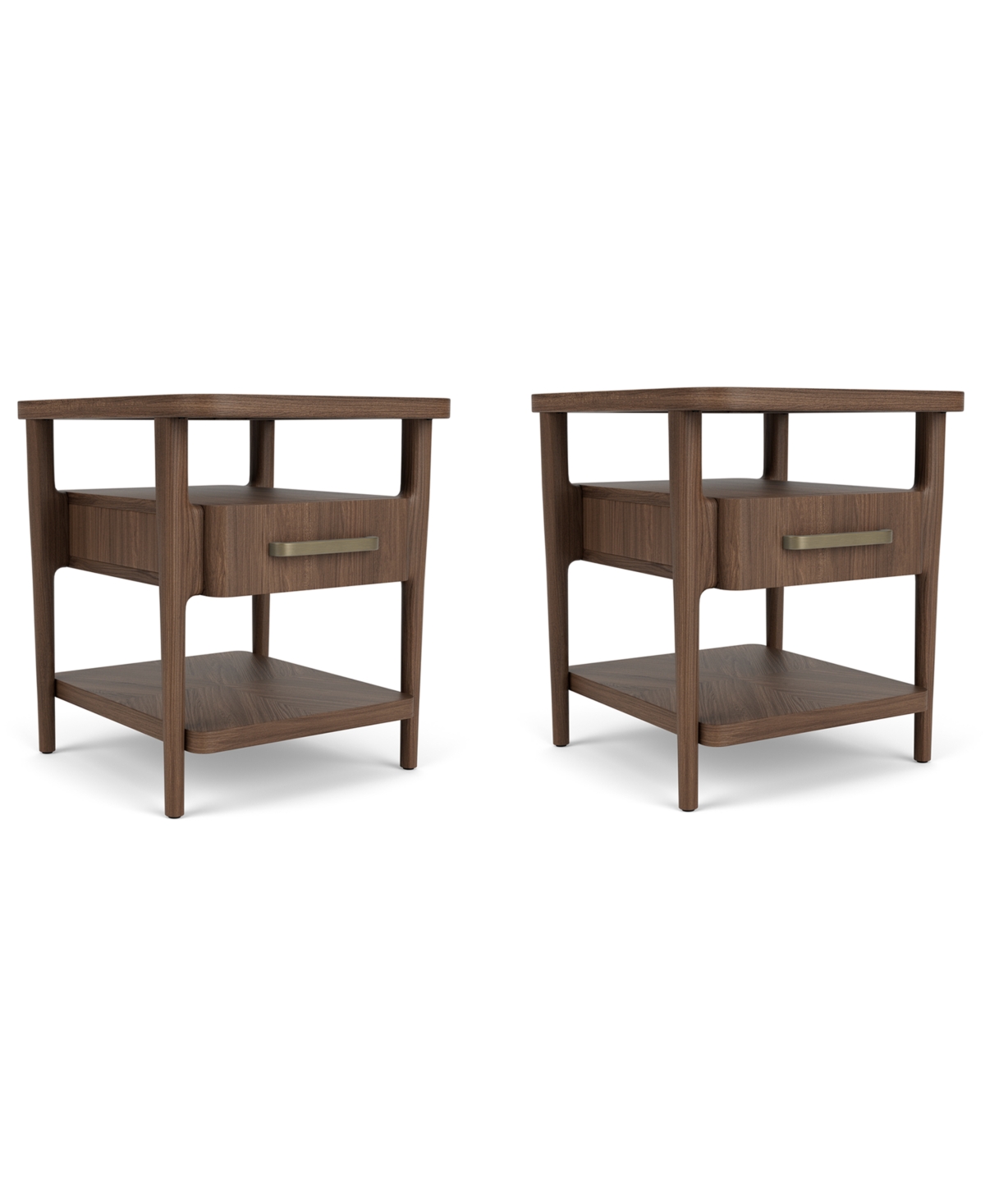 Amelie 2-Piece Wood Classic End Table Set - Brown
