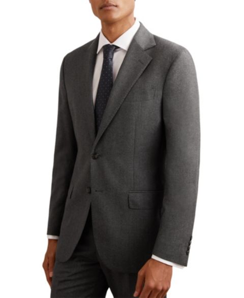 Мужской пиджак REISS Jackal Wool Flannel Single-Breasted Classic-Fit Blazer, цвет: Угольный серый