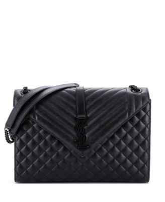 Large Classic Monogram Envelope Satchel Mixed Matelasse Leather