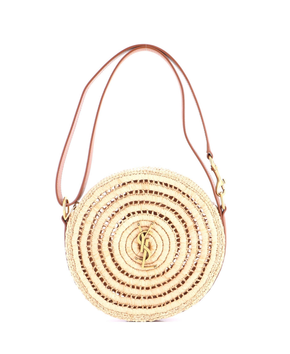 Pre-Owned Saint Laurent Monogram Round Camera Bag Raffia