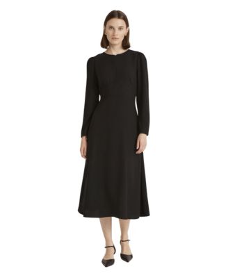 Women's Caley Long-Sleeve A-Line Midi Zip-Front Dress