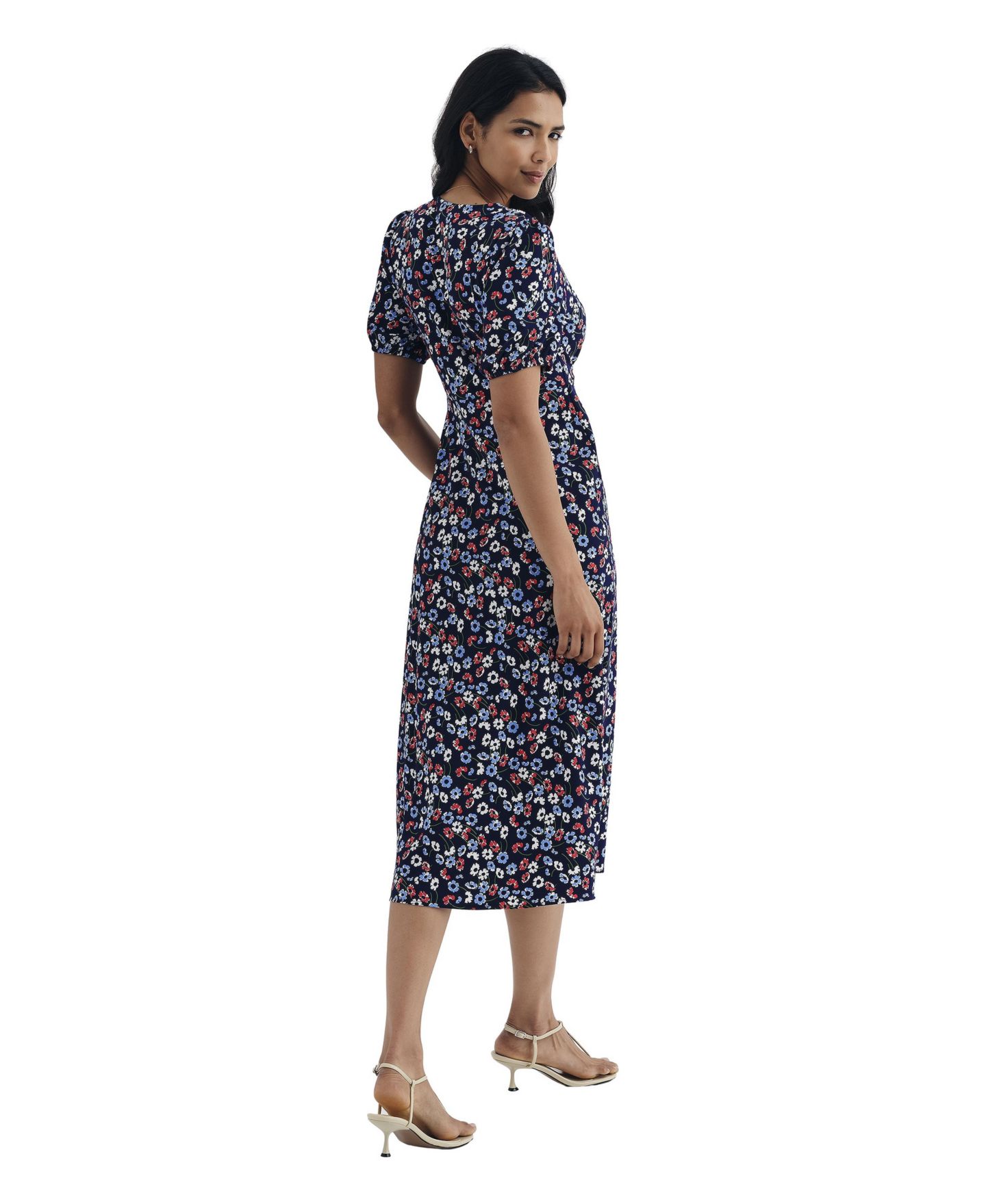 Женское платье Finery London Robyn Floral-Print A-Line Empire-Waist Midi, цвет: Тёмно-синий — фото 3