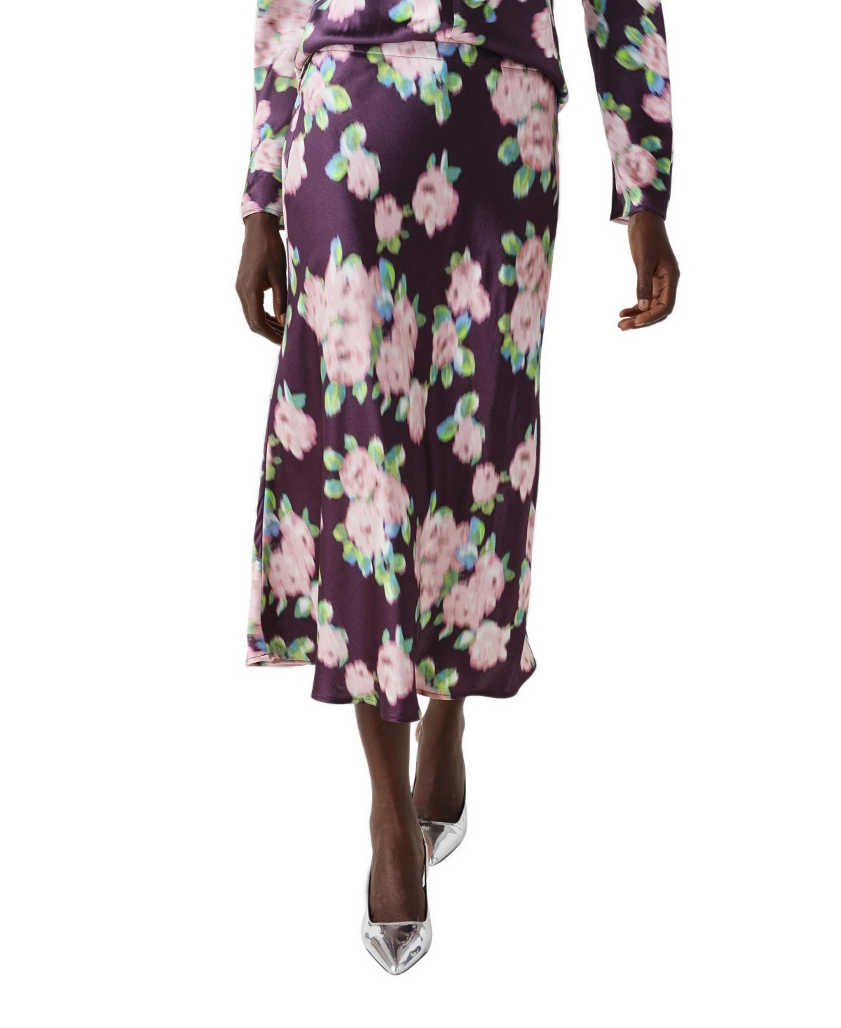 Ghost London Women's Luna Satin Midi Slip Skirt - Purple blurred rose