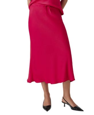Women's Dahlia Picot Trim Satin Midi Skirt