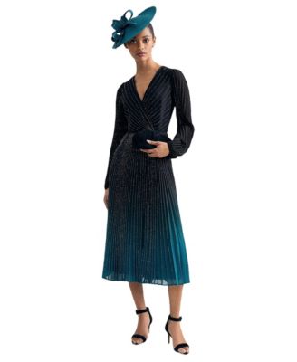 Women's Simara Wedding Guest Long-Sleeve V-Neck Midi Dress