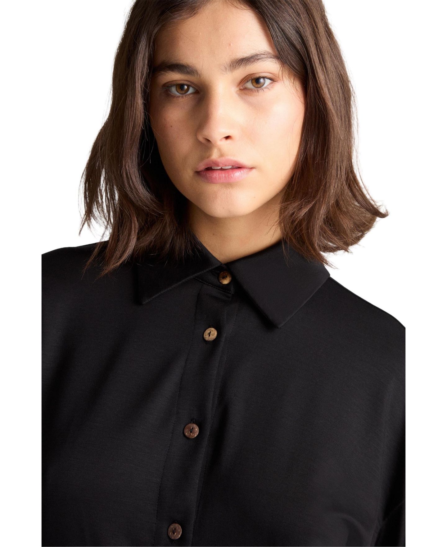 Женская рубашка Residus Gart Button-Front Collared Long-Sleeve, цвет: Чёрный — фото 3