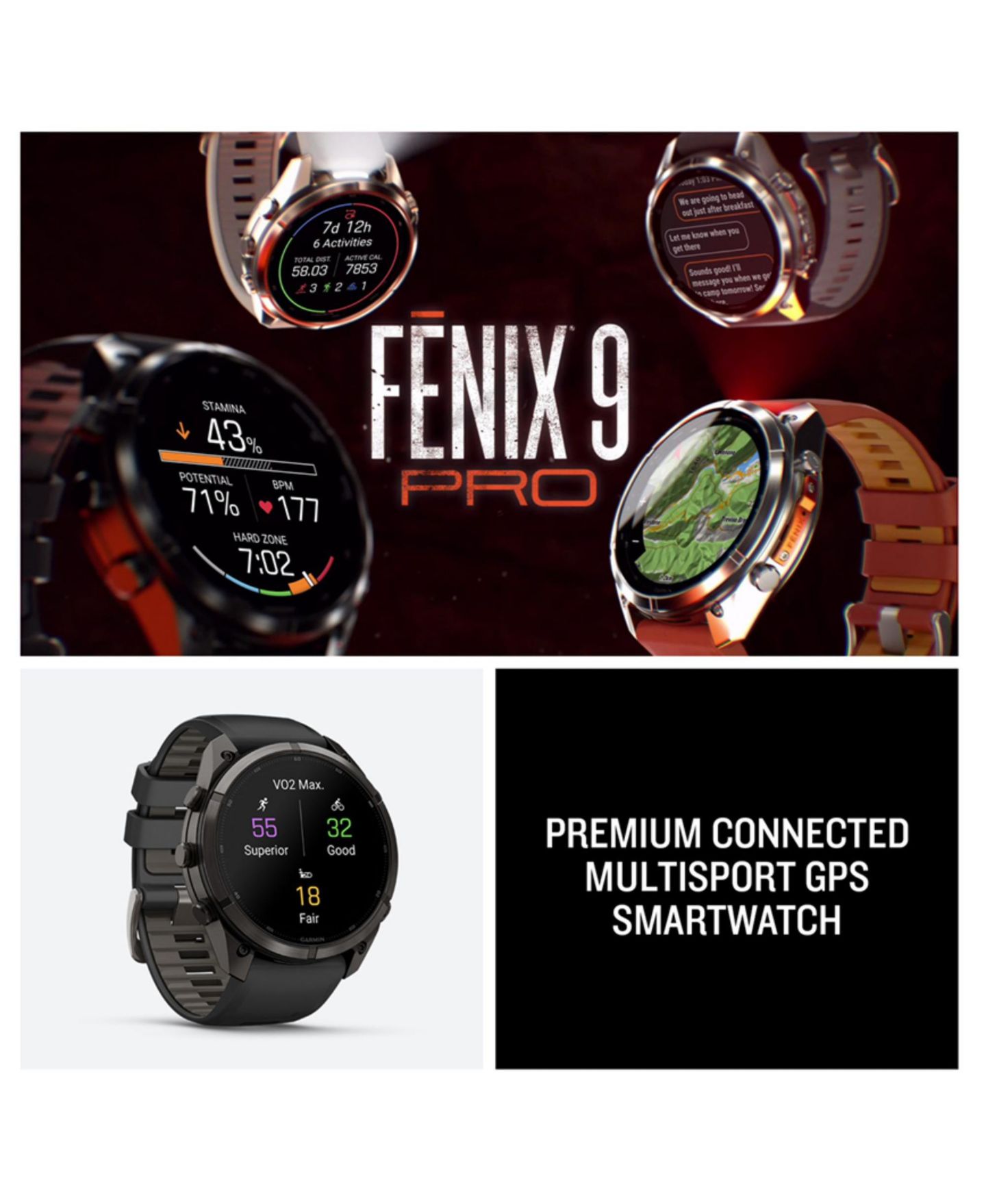 Смарт-часы Garmin Fenix 9 Pro с GPS, титан, оранжевый силиконовый ремешок, 51 мм — фото 5