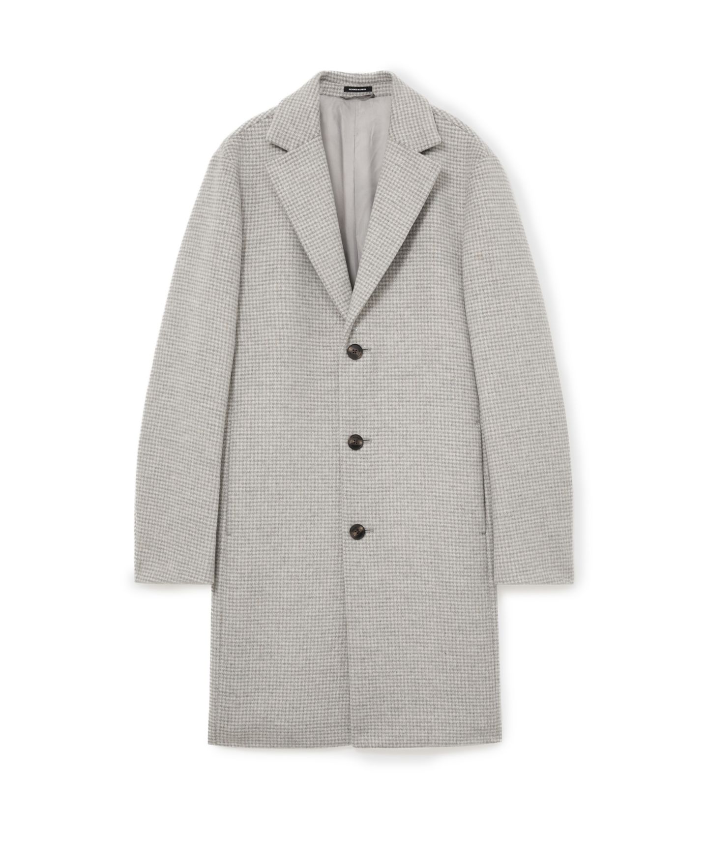 Мужское пальто REISS Dawn Wool-Blend Puppytooth Single-Breasted Overcoat, цвет: Мягкий серый — фото 2