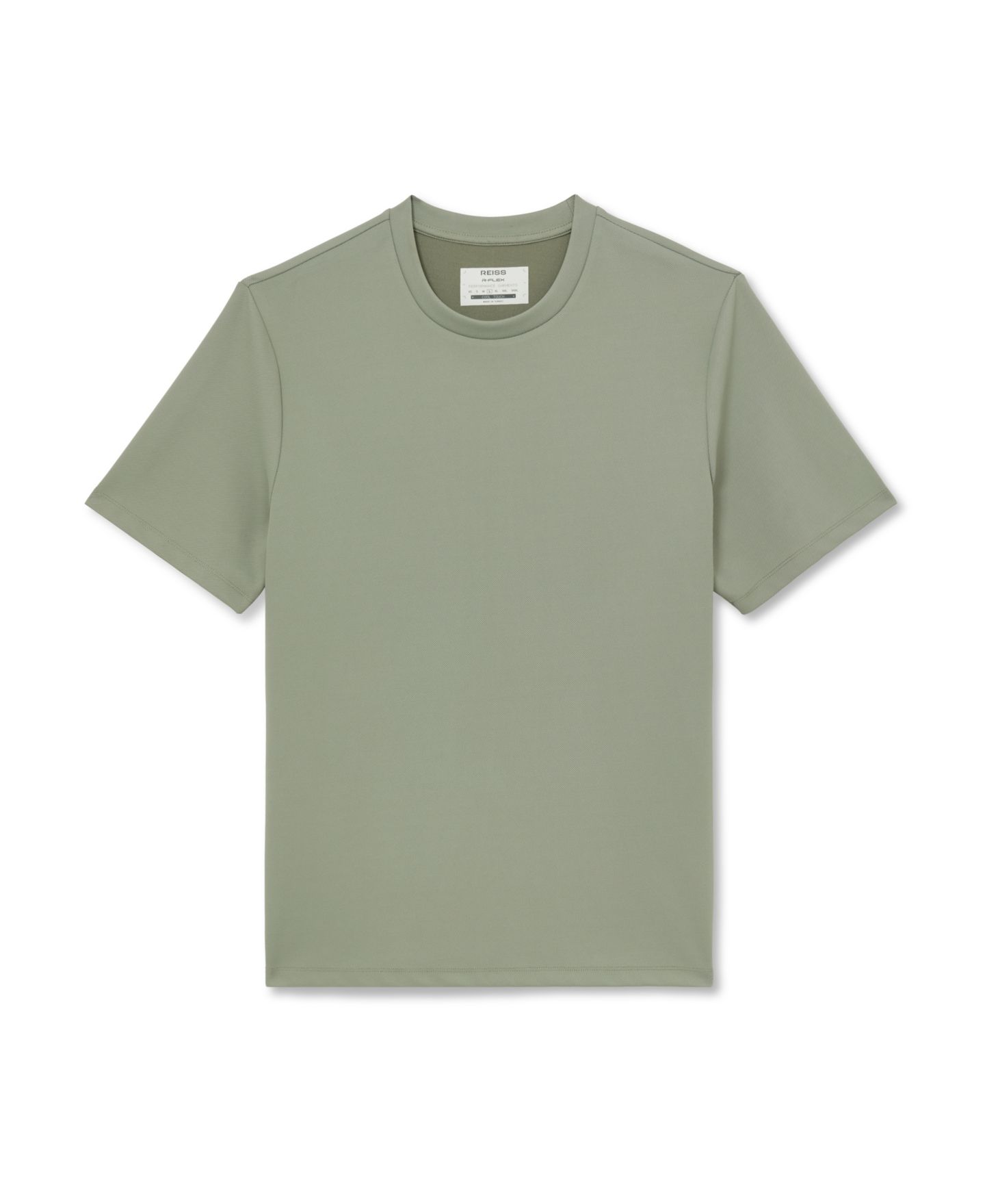 Мужская футболка REISS R-Flex Day Stretch-Twill Modern-Fit Crewneck, цвет: Шалфейный зелёный — фото 2