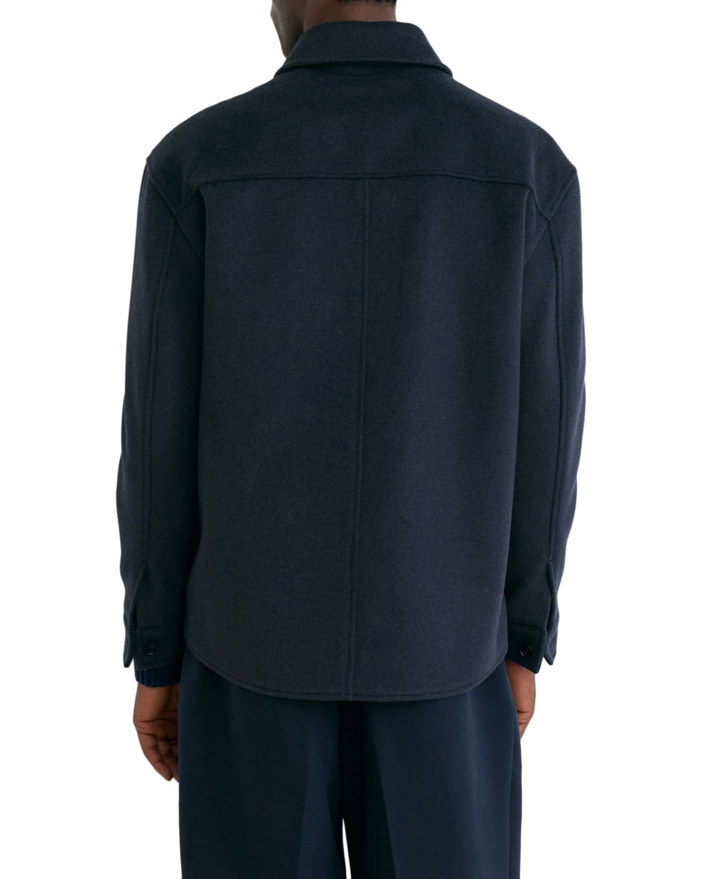 Мужская рубашка REISS Liam Twin-Pocket Classic-Fit Wool-Blend Overshirt, цвет: Синий — фото 5