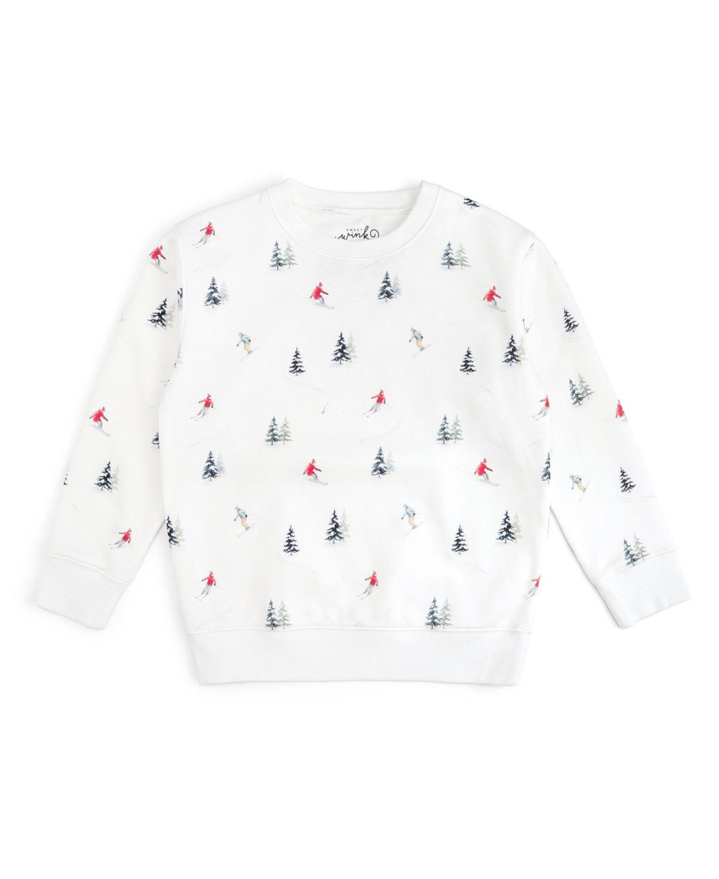 Толстовка Sweet Wink Ski Day Cotton-Blend Crewneck Long-Sleeve для мальчиков-малышей, цвет: Слоновая кость — фото 1