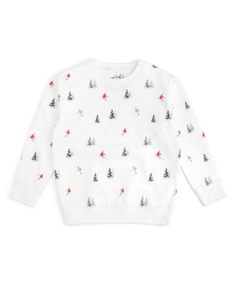 Толстовка Sweet Wink Ski Day Cotton-Blend Crewneck Long-Sleeve для мальчиков-малышей, цвет: Слоновая кость
