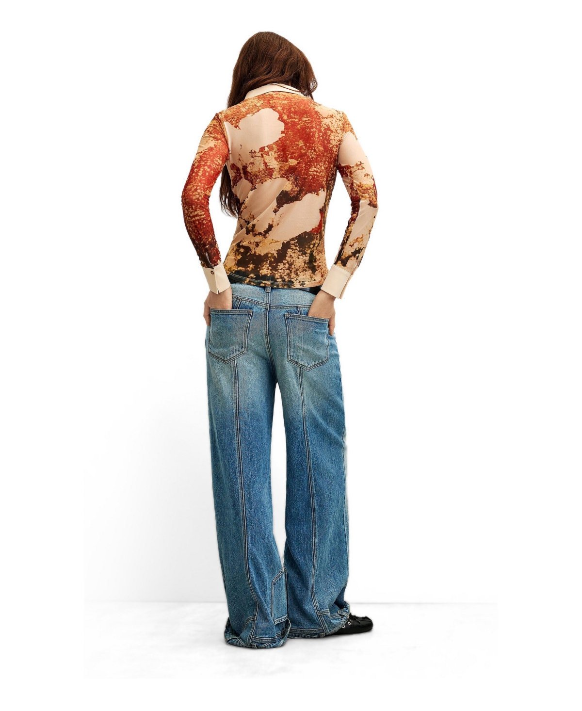 Desigual Women's Long-Sleeve Printed Collared Shirt