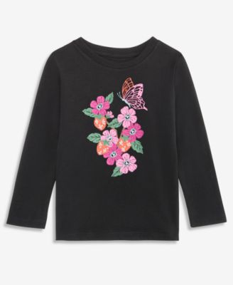 Girls' XS-XL Floral Graphic Print Long Sleeve T-Shirt