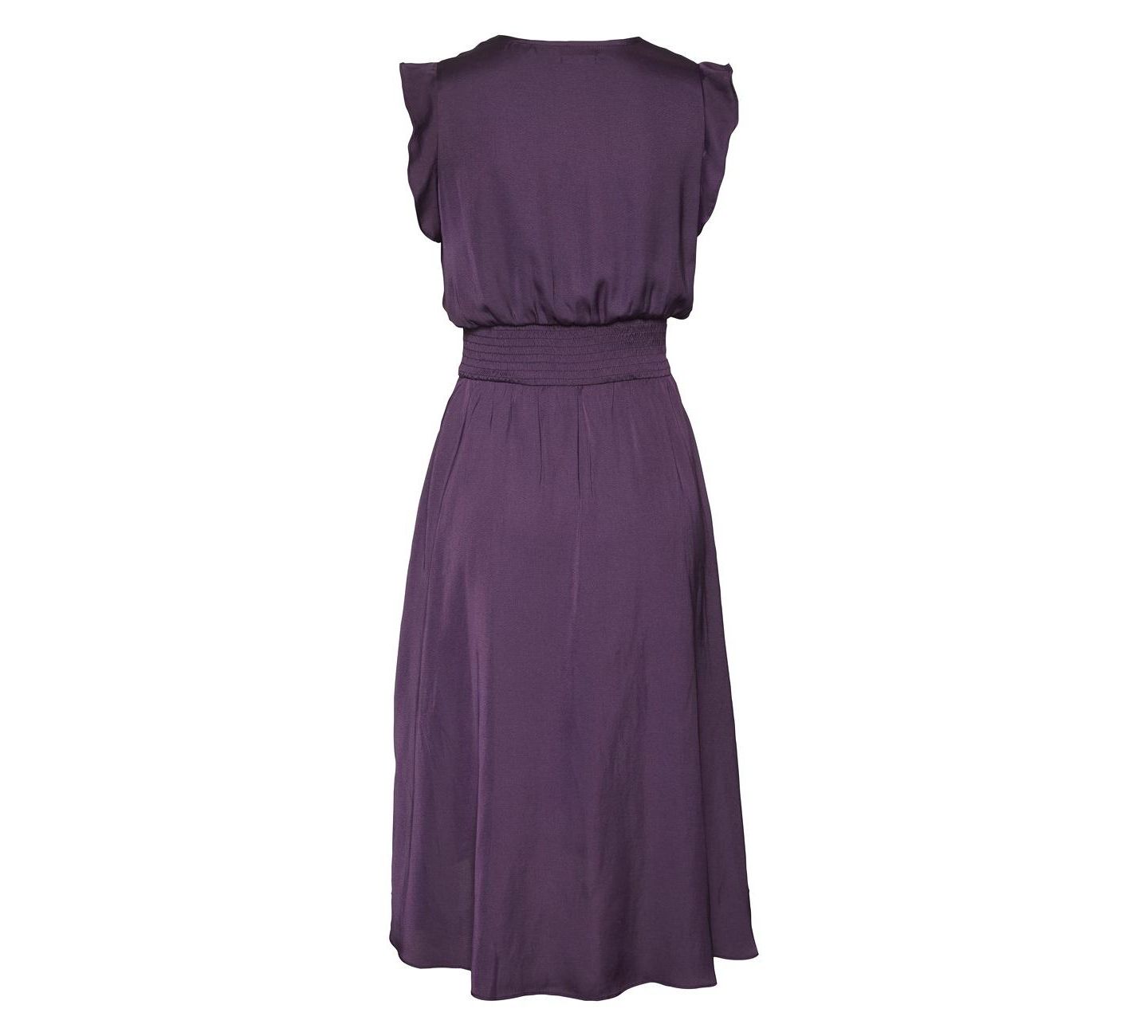 Женское платье Lascana Ruffle-Sleeve Satin High-Low Midi, цвет: Фиолетовый — фото 6