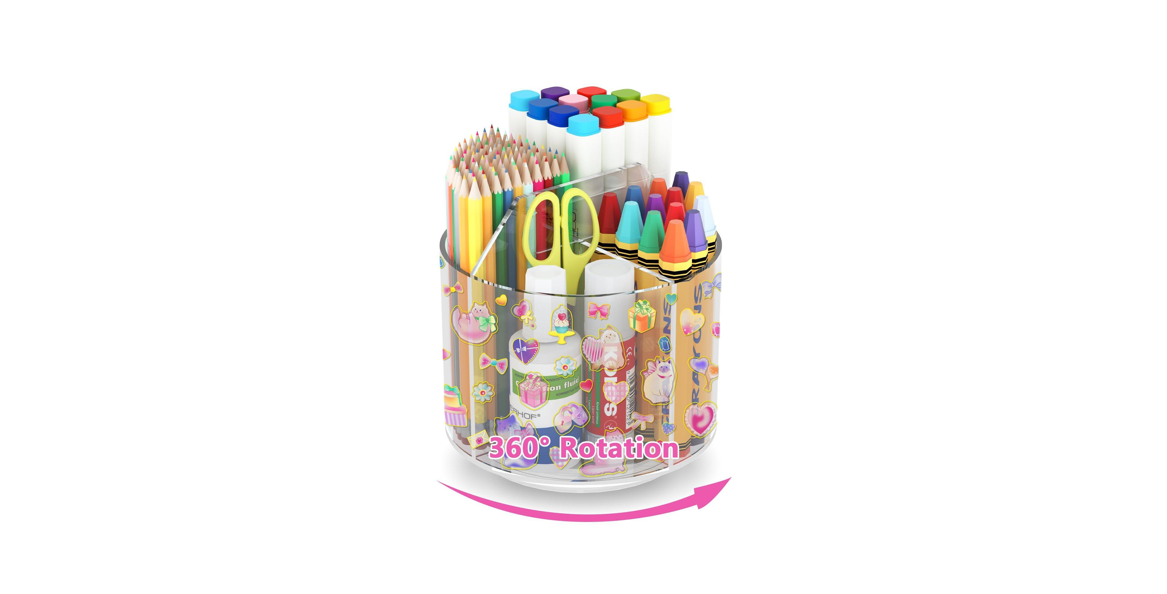 Aeelike 360 Degree Rotating Desk Organizer 6 Compartment Art Supply Storage Caddy