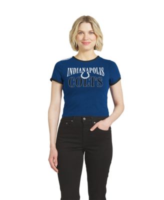 Women's  Royal Indianapolis Colts Cropped Ringer Baby T-Shirt