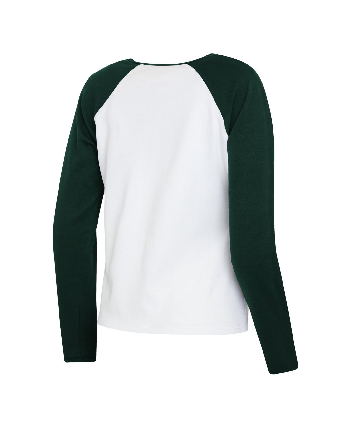 Женская футболка WEAR by Erin Andrews White/Green Green Bay Packers Plus Size Henley Long Sleeve Raglan — фото 2
