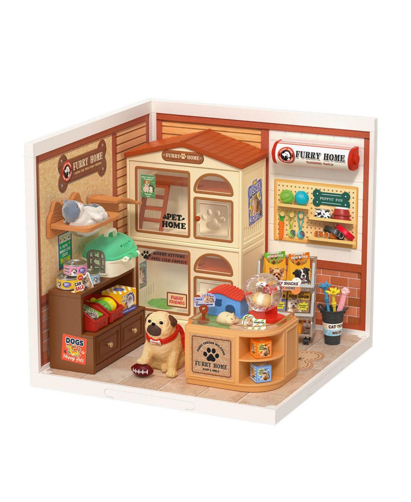 Детский конструктор Robotime Furry Friends' Home Pet Shop 87-Piece Building Set, Ages 14+ — фото 1