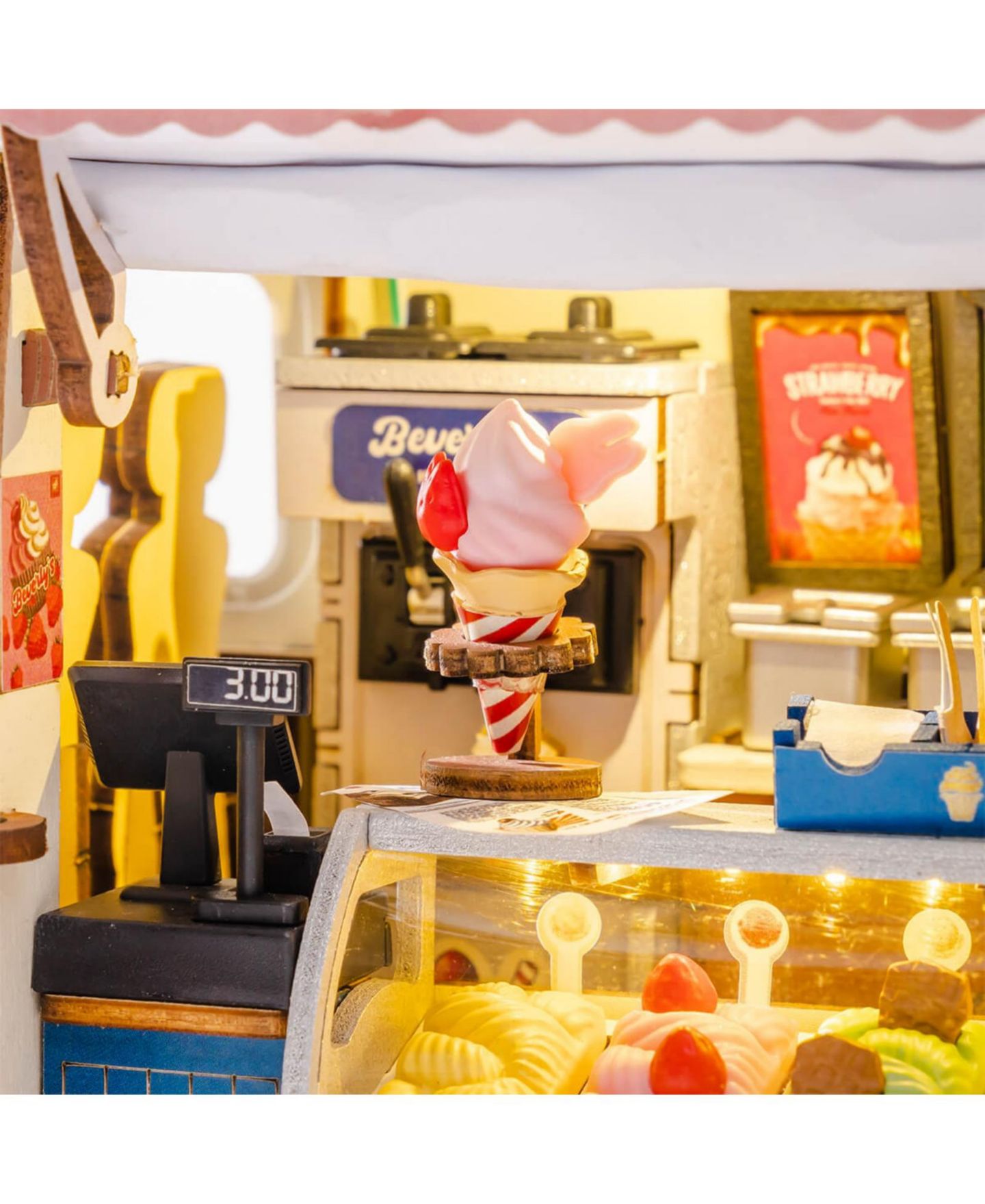 Детский конструктор Robotime Ice Cream Truck Beverly's 3D Wooden Puzzle Building Kit with LED Light, Ages 14+ — фото 7