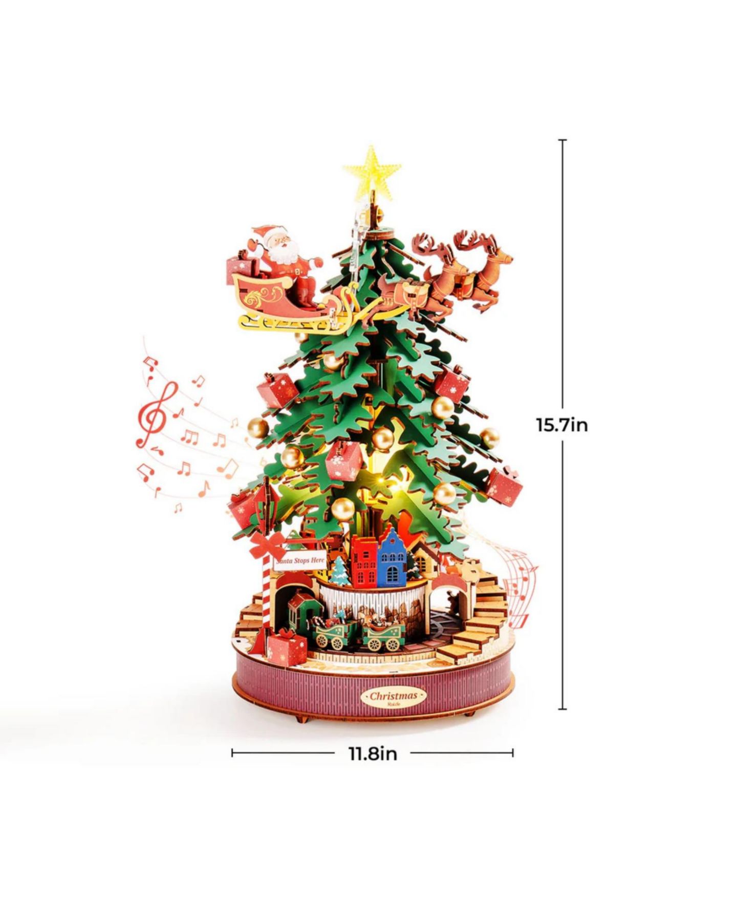 Детский конструктор Robotime Christmas Music Dreamer 319-Piece 3D Wooden Puzzle Building Set, Ages 14+ — фото 3