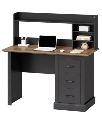 47" Computer Desk Storage Shelves Thick Top