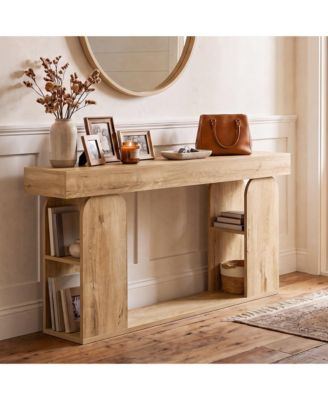 71" Long Entryway Console Table with Storage Shelf, Narrow Sofa Table for Hallway, Farmhouse