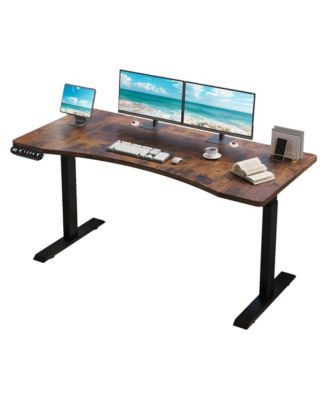 63"×30" Dual Motor Curve Design Height Adjustable Electric Standing Desk Height Stand Up Computer Desk,Sit and Stand Home Office Desk
