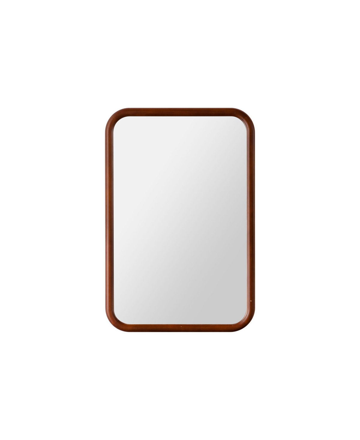 Phying Rounded Rectangle Wall Mirror 23.23 x 35.43 Inch Solid Wood Frame Hanging Mirror with Dark Brown Wood Finish Rustic Farmhouse Decor Mirror