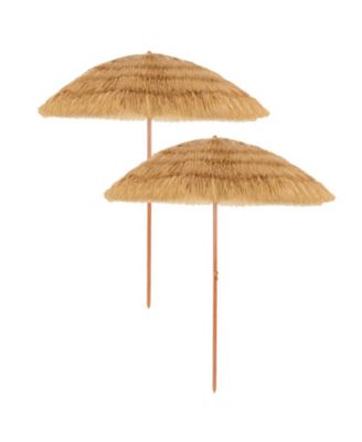 6.5 Feet Portable Thatched Tiki Beach Umbrella with Adjustable Tilt for Backyard